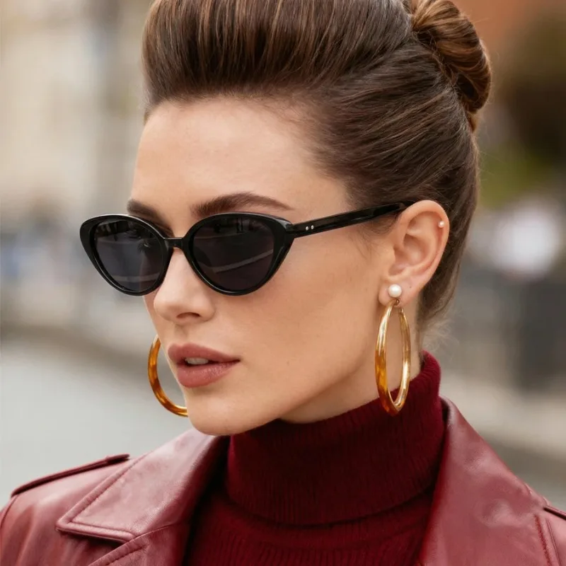 Rivets Brown Fashion Cat Eye S - Designer Sunglasses ulasan dan harga