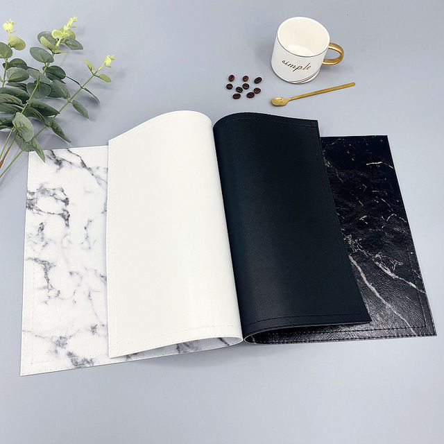 Luxury PU Heat Insulation Tabl - Marble Coaster Set ulasan dan harga