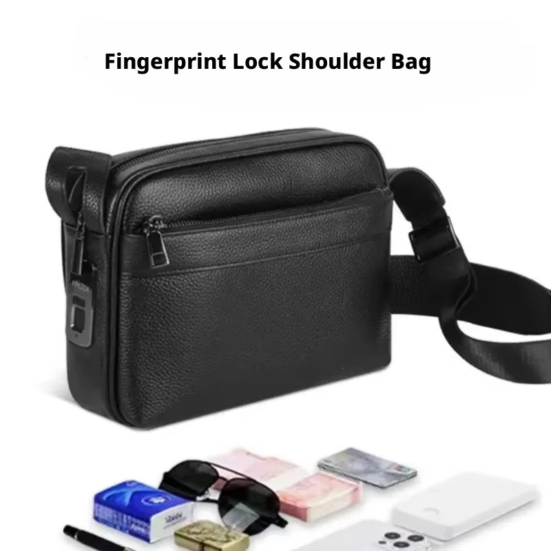 Anti-theft Fingerprint Lock Ba - Leather Wallet Men ulasan dan harga