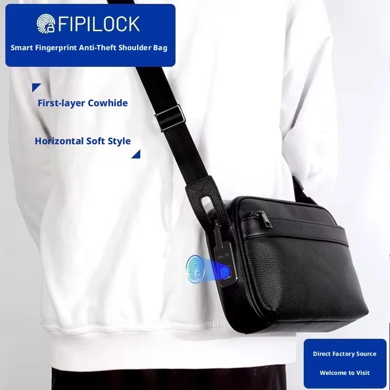 Anti-theft Fingerprint Lock Ba - Leather Wallet Men ulasan dan harga